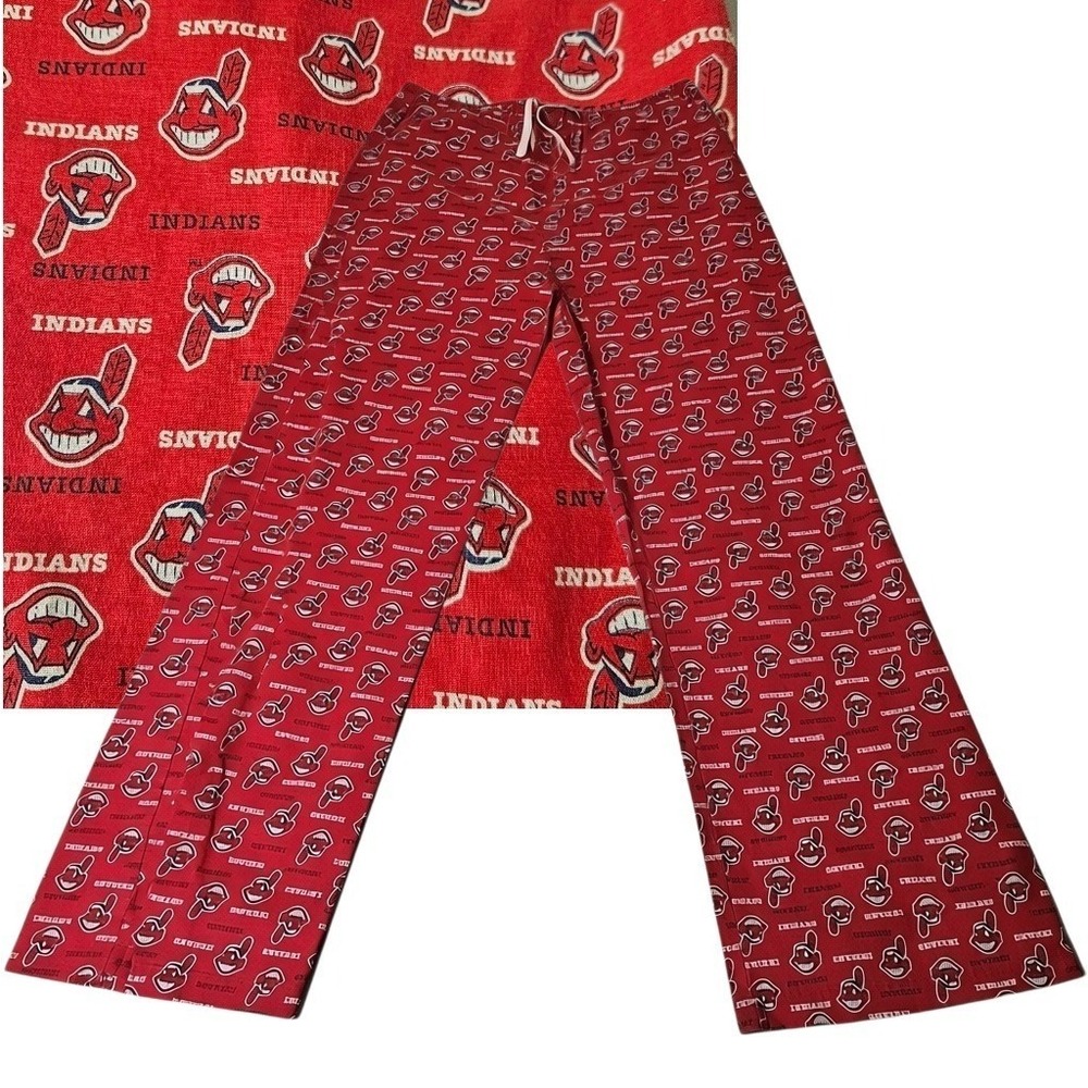 VTG CHIEF WAHOO CLEVELAND INDIANS PAJAMA PANTS Mascot L WOMEN'S TEEN (Kids 20)